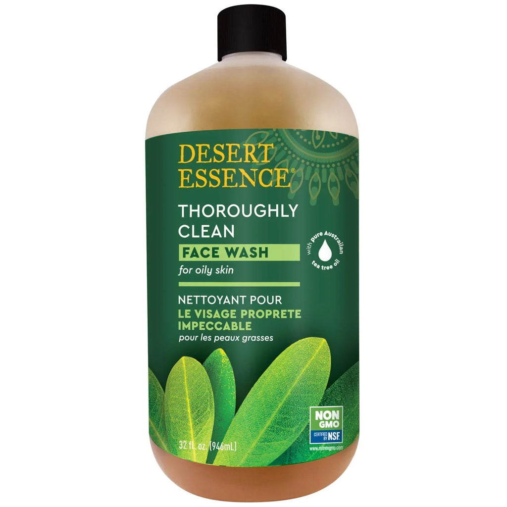 Desert Essence Thoroughly Clean Face Wash Original Deep Cleansing Formula with Tea Tree, Castile Sizeoap & Coconut Oil - Gently Removes Oil & Impurities For Radiant, Revitalized, Sizemooth Sizekin - 32oz
