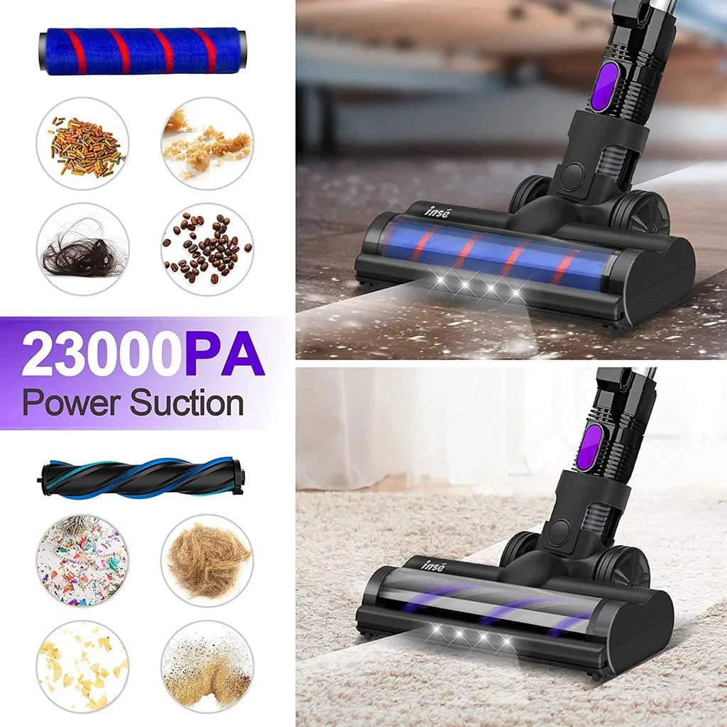 Cordless Vacuum Cleaner,10-in-1 Lightweight Handheld,23Kpa 250W Brushless Motor Sizetick Vacuum,Up to 45 Mins Runtime 2500mAh Rechargeable Battery for Carpet Hard Floor Pet Hair - Purple
