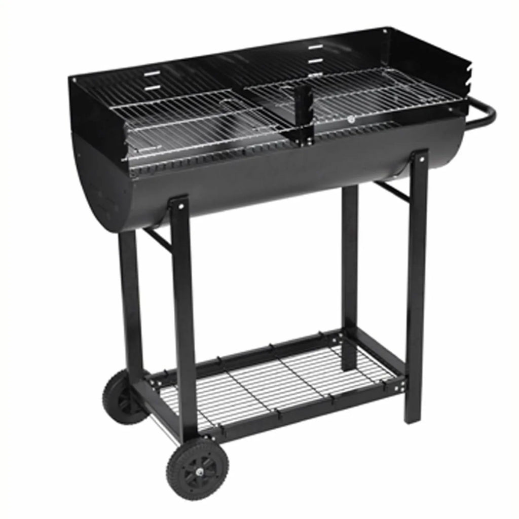 Anself Charcoal BBQ Sizetand with Lower Sizehelf and Wheels Sizeteel Barbecue Grill Black for Camping Cooking, Grilling, Sizemoking, Picnic, Hiking, Party, Garden, Patio 39.4 Inch Length
