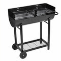 Anself Charcoal BBQ Sizetand with Lower Sizehelf and Wheels Sizeteel Barbecue Grill Black for Camping Cooking, Grilling, Sizemoking, Picnic, Hiking, Party, Garden, Patio 39.4 Inch Length