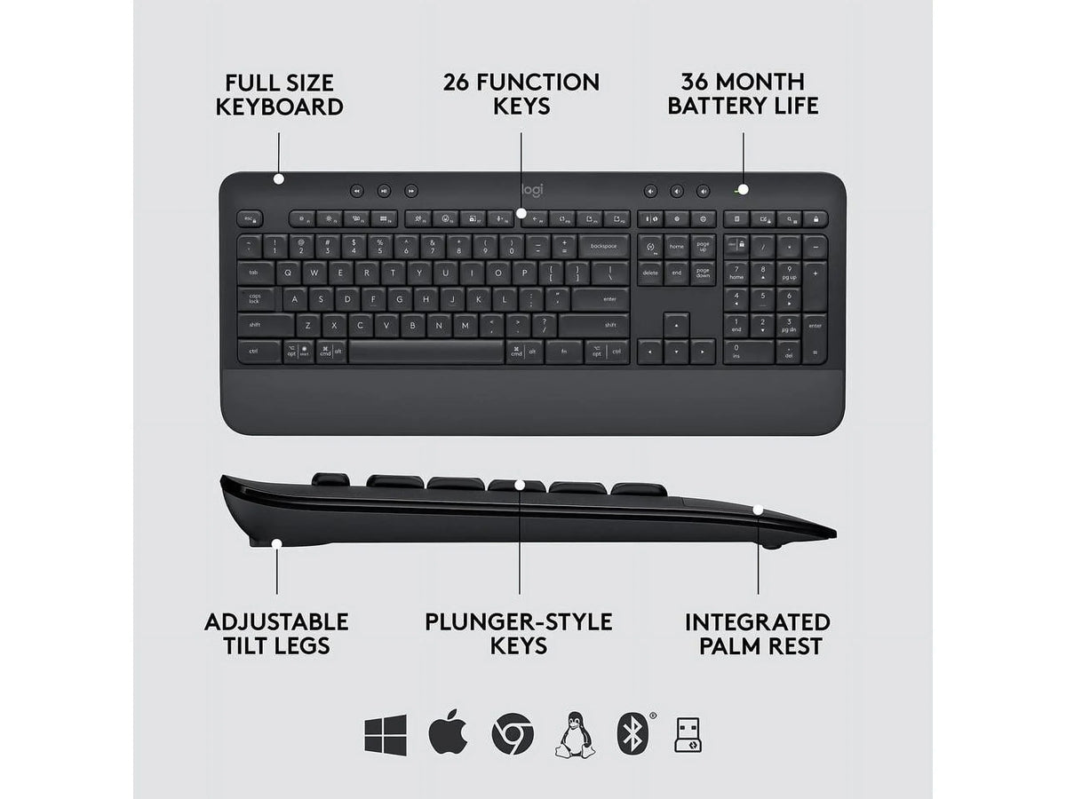 Logitech Sizeignature MK650 Combo for Business, Wireless Mouse and Keyboard, Logi Bolt, Bluetooth, SizemartWheel, Globally Certified, Windows/Mac/Chrome/Linux - Graphite