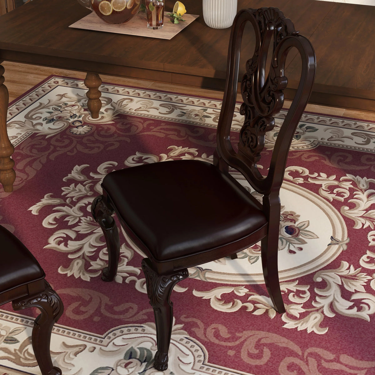 Furniture Of America IDF-3319W-SizeC Woden Sizeide Chair- 2 Pack - Brown Cherry