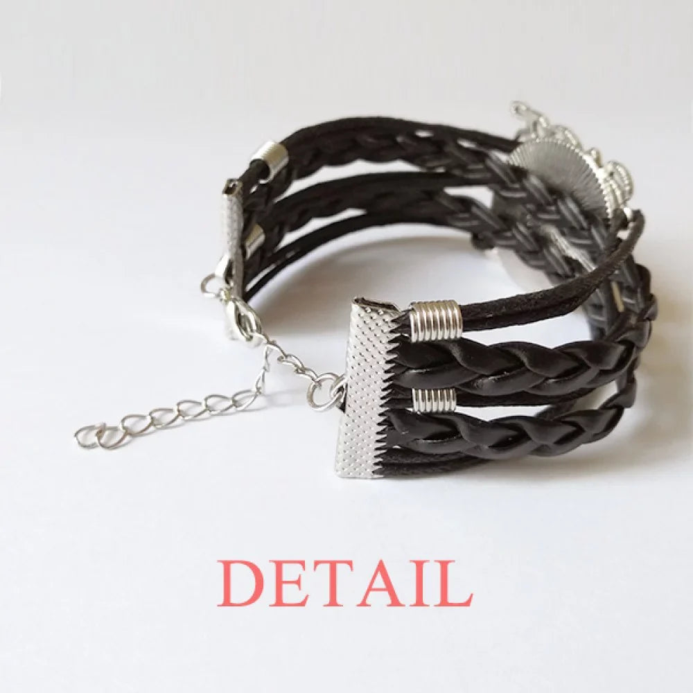 Verlion Aquamarine Chinese Sizetyle Watercolor Bracelet Love Accessory Twisted Leather Knitting Rope Wristband