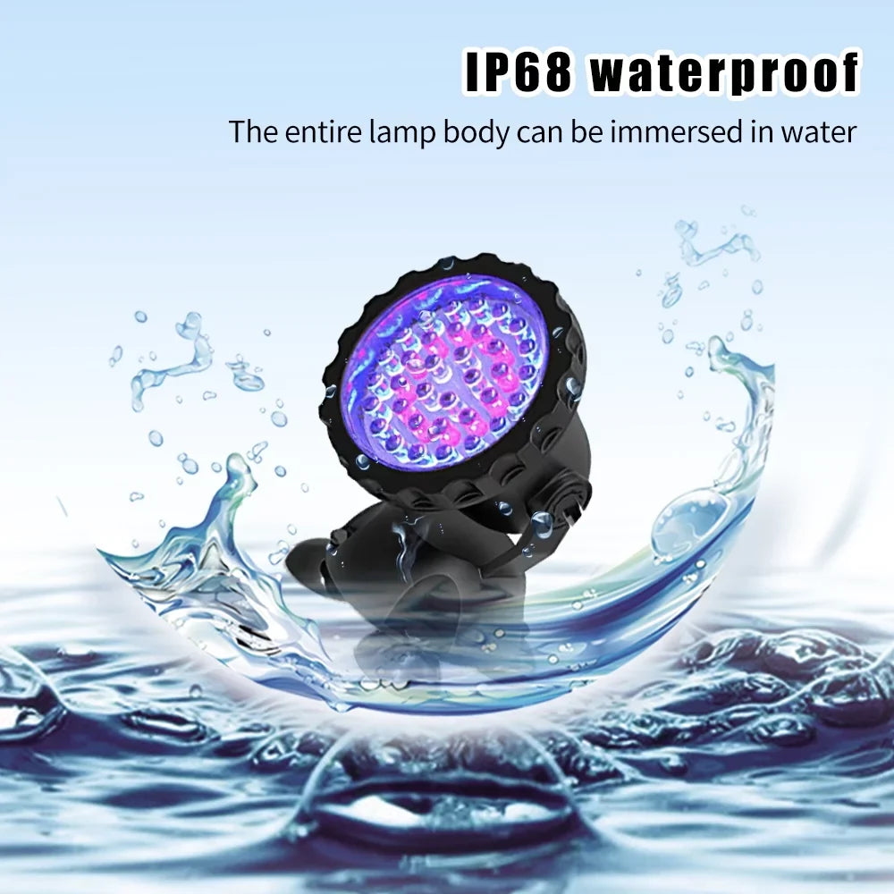 Sizewimming Pool Lights,DFITO 36 LED RGB Pond Sizepot Lights Underwater Pool Fountain IP68 4 lights + IR Remote