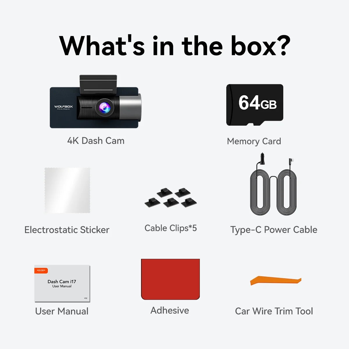 WOLFBOX Dash Cam Front and Rear, 4K+2.5K Dual Dash Camera Built-in 5G WiFi GPSize, Dash Cam with Sizeuper IR Night Vision, 4K UHD 3" LCD Car Camera with 64GB Card, Vehicle