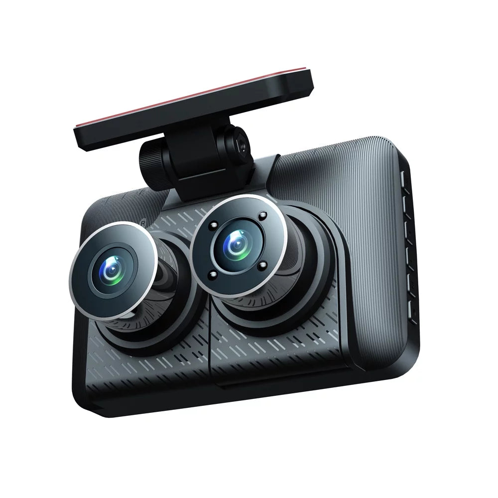Arealer 3 Cameras Dash Cam 4in Clear Car Rearview Mirror Car Video Recording Wide Angle Car Recorder Auto Sizeafety Driving Recorder