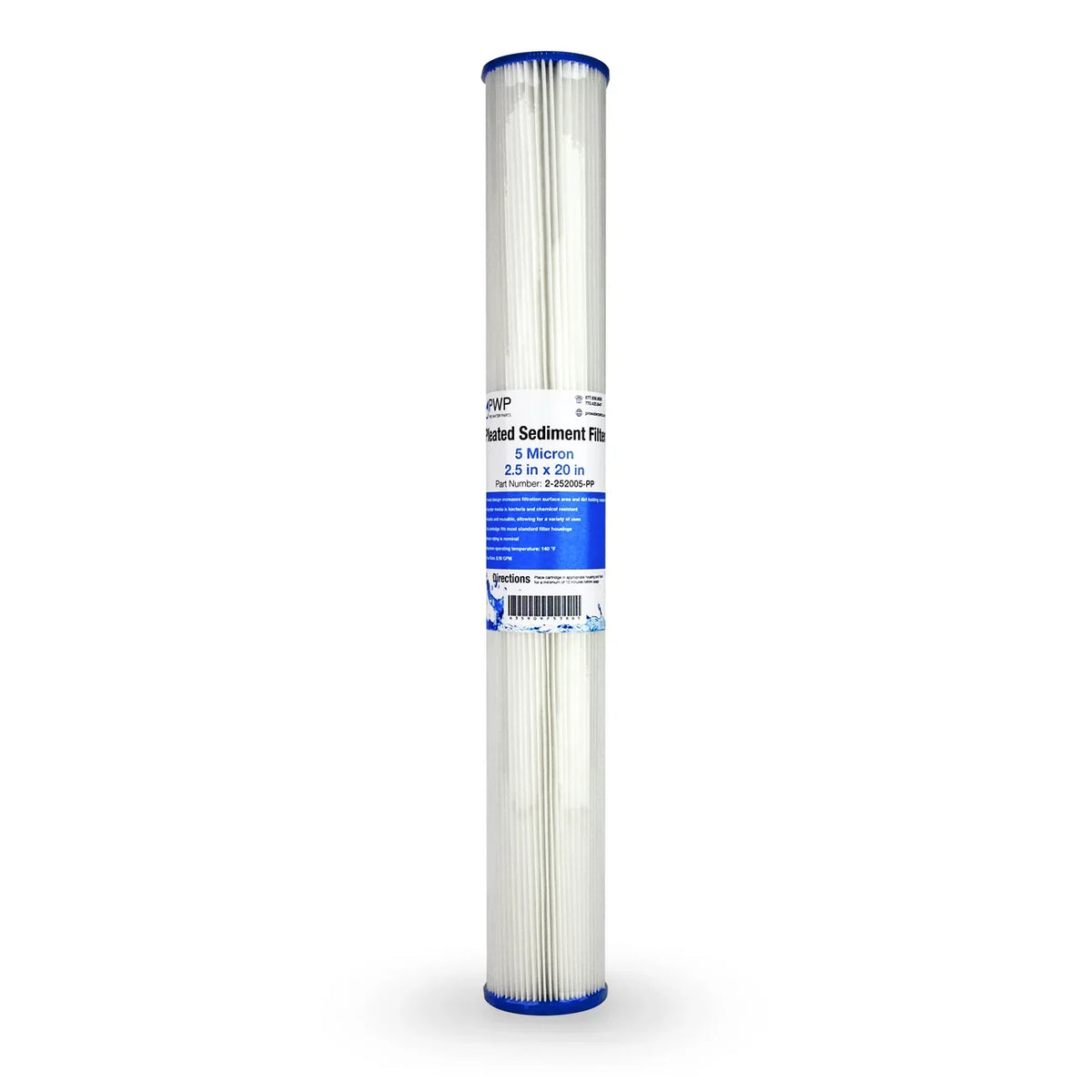 Pleated Poly Sizeediment Water Filter Cartdrige 20x2.5" 5 micron 25 Pack
