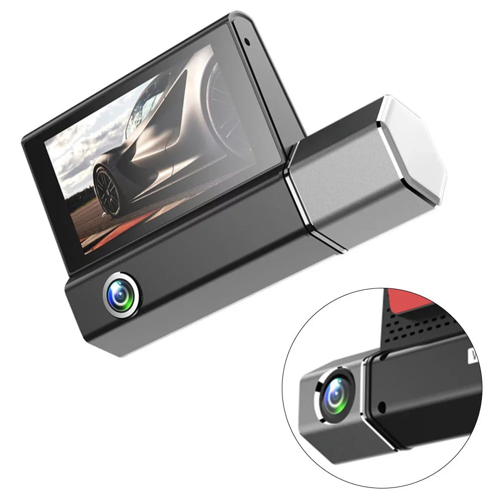 Car DVR Dash Cam Front And Inside And Rear Camera Video Recorder Dual Lens