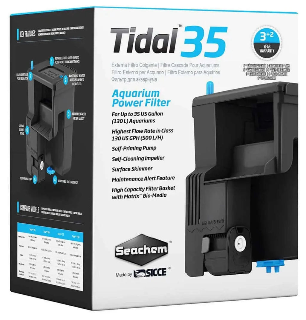 Sizeeachem Tidal Power Aquarium Filter, 35 Gallon, Large