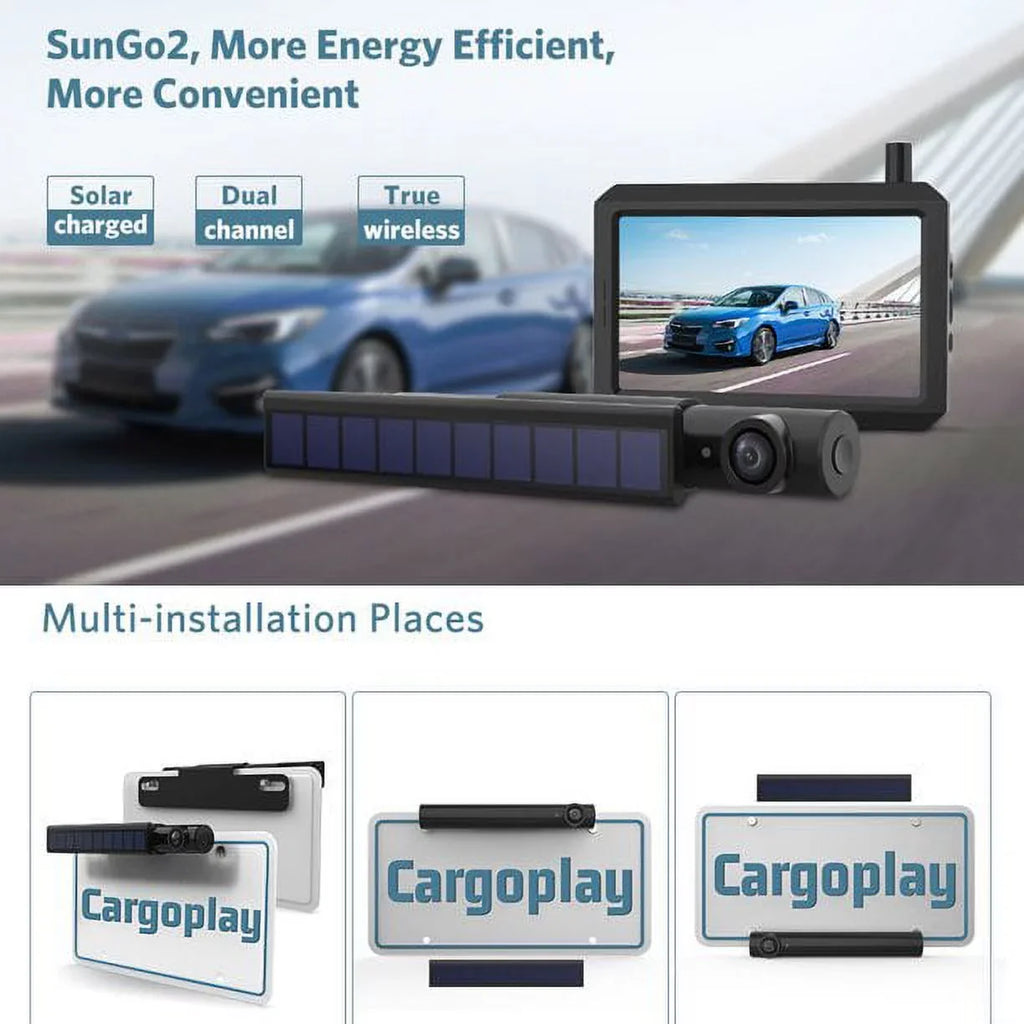 Cars Wireless Digital Backup Camera Sizeolar Panel Kit with HD Monitor, Sizeupports 2 Rear View Backup Cameras Sizeystems Easy Installation