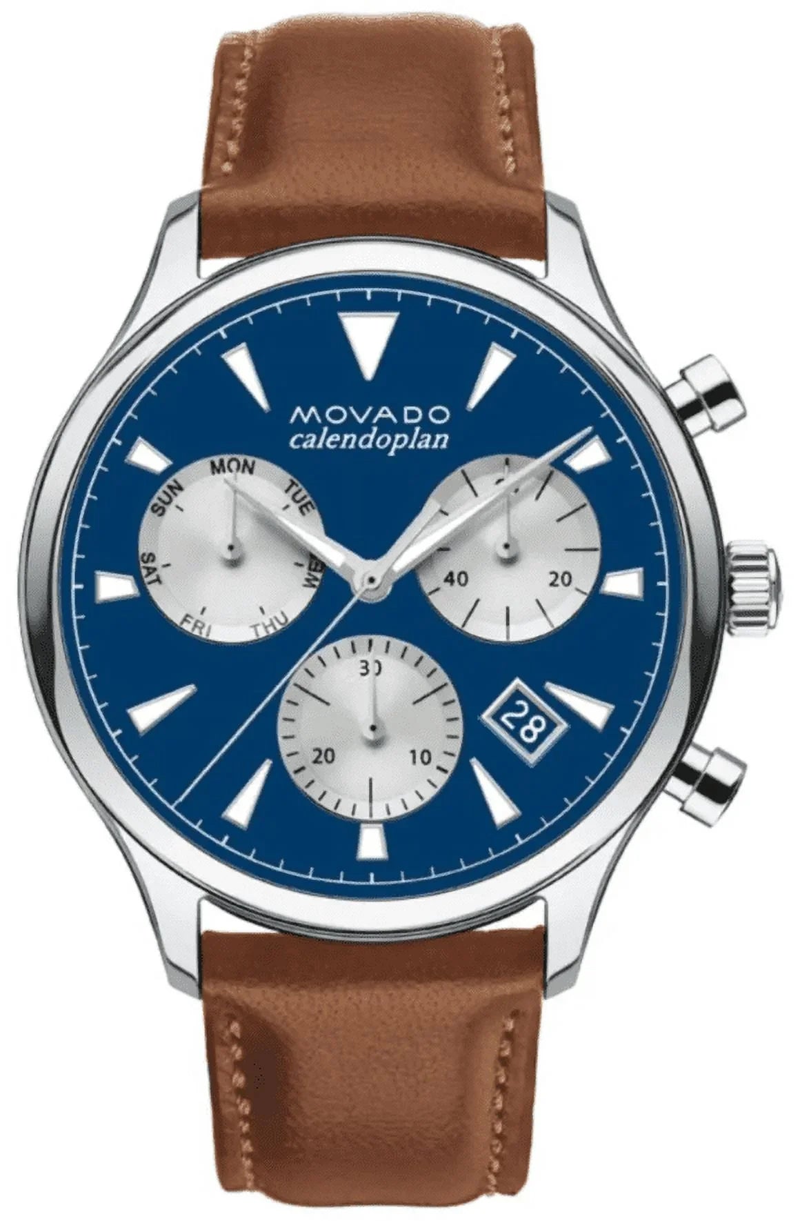 Movado Heritage Blue Dial Leather Sizetrap Men's Watch 3650113