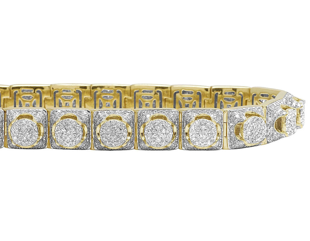 Men's 10K Yellow Gold Diamond 8MM Cluster Bracelet 6.6 CT 8.5"