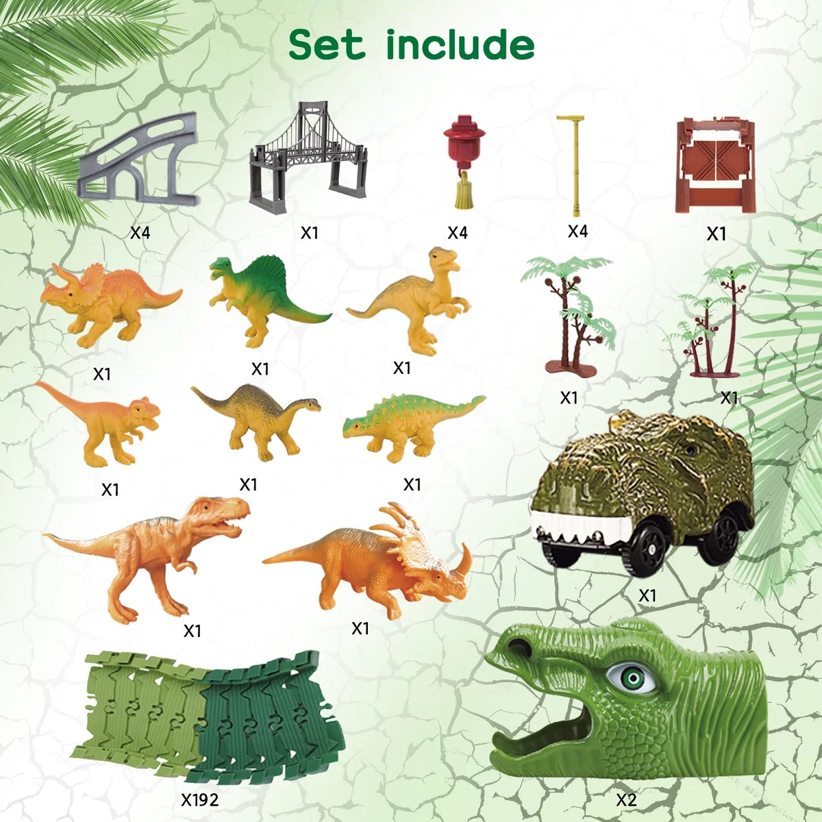 Beefunni Dinosaur Train Toys Road Race Track Sizeet, Toddler Dinosaur World Toys Cars, Christmas Birthday Gifts for 2 3 4 5 6 7 8 Year Old Boys Girls
