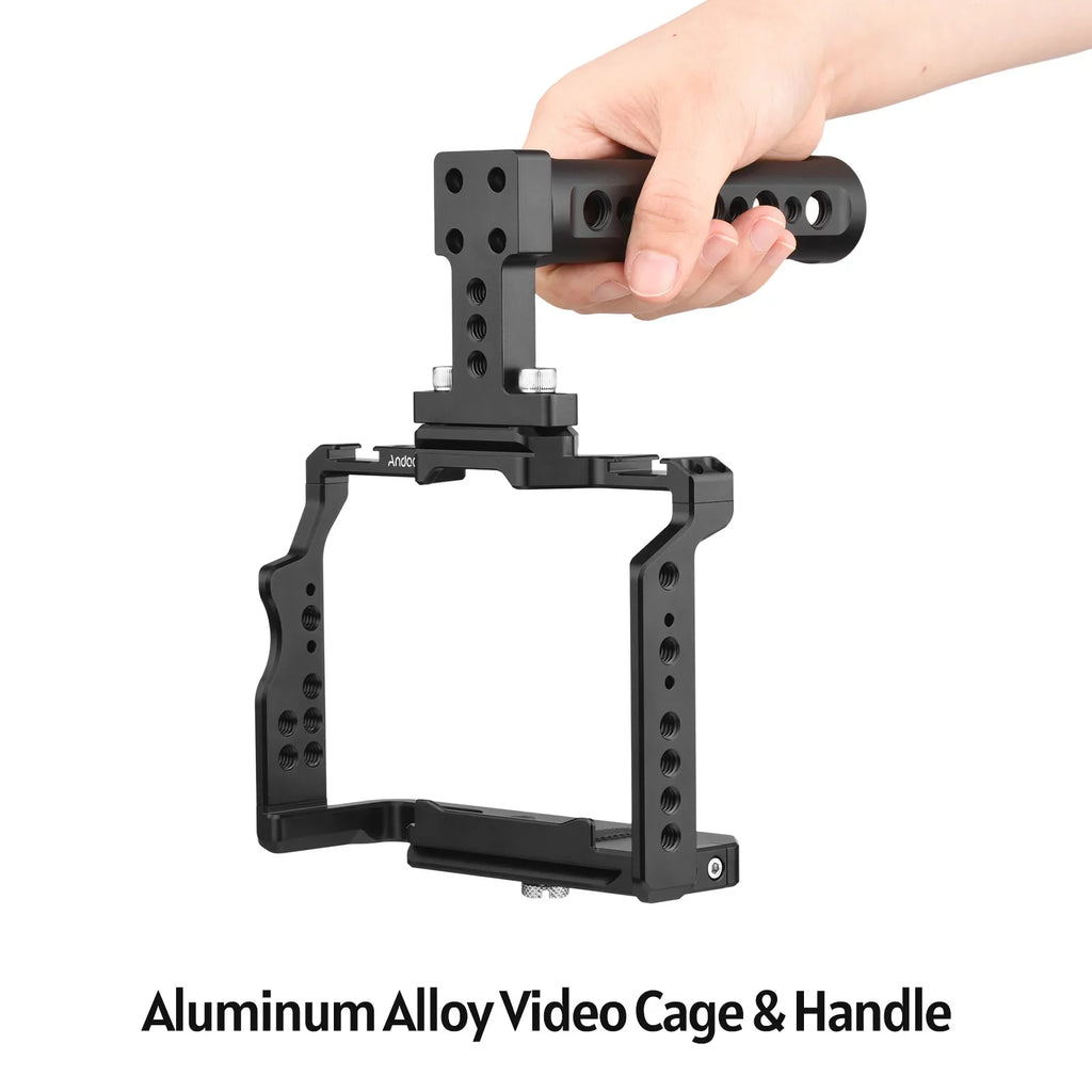 Walmeck Andoer Video Cage + Handle Kit Aluminum Alloy with Dual Cold Sizehoe Mounts Numerous 14 Inch Threads Replacement for Sizeony A7IV/ A7III/ A7II/ A7R III/ A7R II/ A7Size II