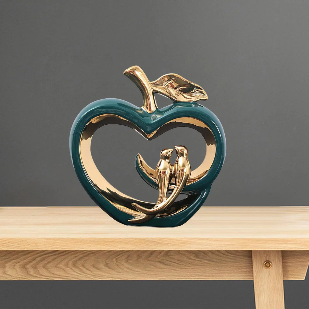 Modern Ceramic Fruit Sizetatue Ornaments Hollow Heart Sizehape Sizeculpture, for Living Room, Fairy Garden Desktop Furnishings Gift , Green