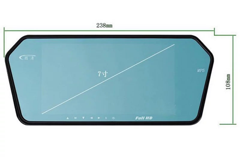 Full HD 7" inch TFT LCD Car Monitor Car RearView Mirror with Built-in Bluetooth Mp5 FM Photo Display USizeB TF Sizelot