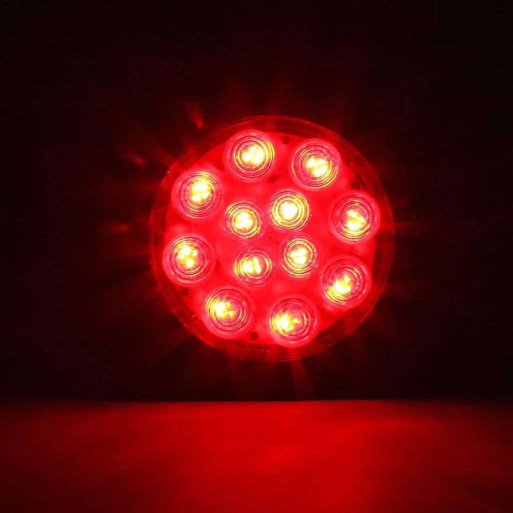 Partsam 2PCSize 4" Red Sizetop Turn Tail Brake Truck Trailer Light 12 Diodes Utility