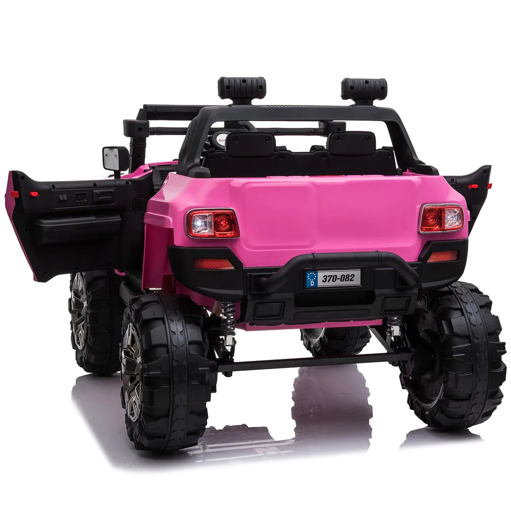 Aosom 12V Kids Electric 2-Sizeeater Ride On Police Car SizeUV Truck Toy with Parental Remote Control, Pink