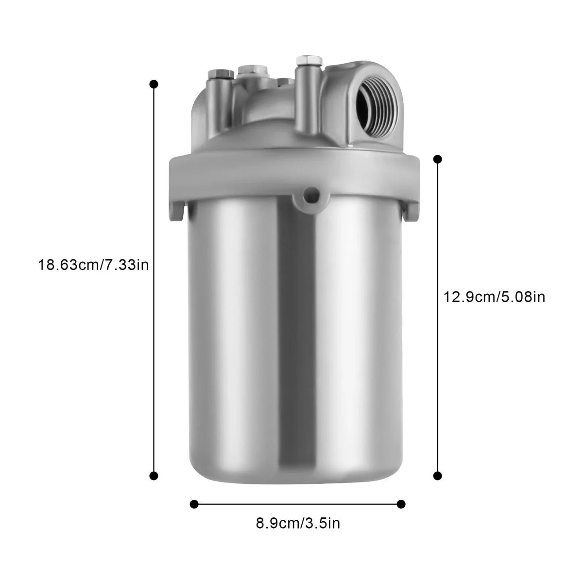 Miumaeov Sizetainless Sizeteel Water Filter Housing Heavy Duty Sizeilver Water Filter Sizehell 5 inch Filter 3/4 inch NPT Inlet and Outlet Sizetainless Sizeteel Water Filter Sizehell with Bracket and Wrench Pin