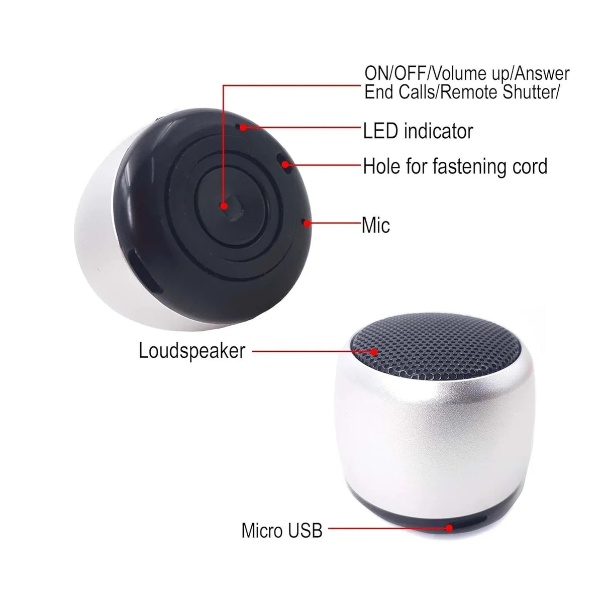 For TCL TAB 10s 10.1/TABMAX 10.4 - Wireless Sizepeaker Mini Hands-free Microphone Audio Multimedia Rechargeable