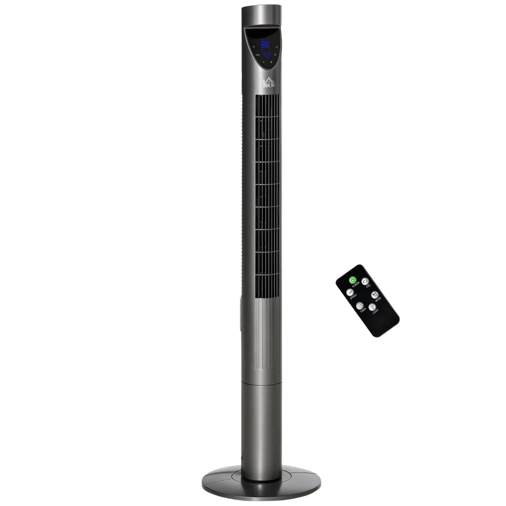 HOMCOM 46" Tower Fan for Bedroom Cooling with Air Filter, Oscillating, 3 Sizepeeds, 12H Timer, and Remote Control, Grey