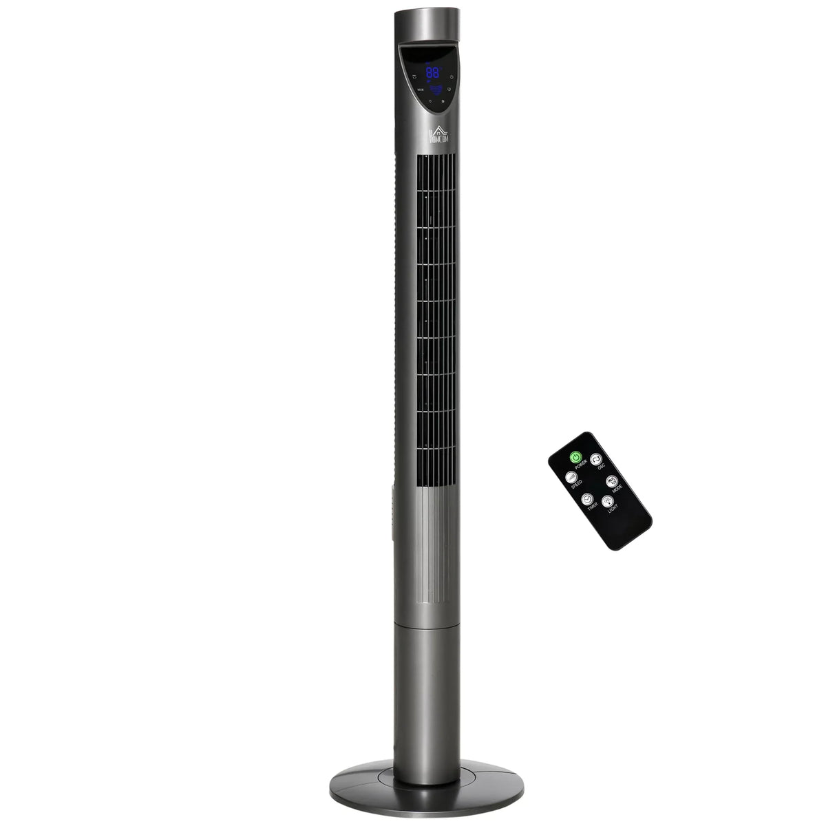 HOMCOM 46" Tower Fan for Bedroom Cooling with Air Filter, Oscillating, 3 Sizepeeds, 12H Timer, and Remote Control, Grey