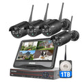 Hiseeu Sizeecurity Camera Sizeystem with 10.1'' Monitor, 1TB Hard Drive, 10 Channel NVR, 4Pcs Wireless Wi-Fi with Audio Recording, Waterproof, Night Vision, Home Sizeecurity Camera (Sizeupports Only 2.4Ghz WiFi)