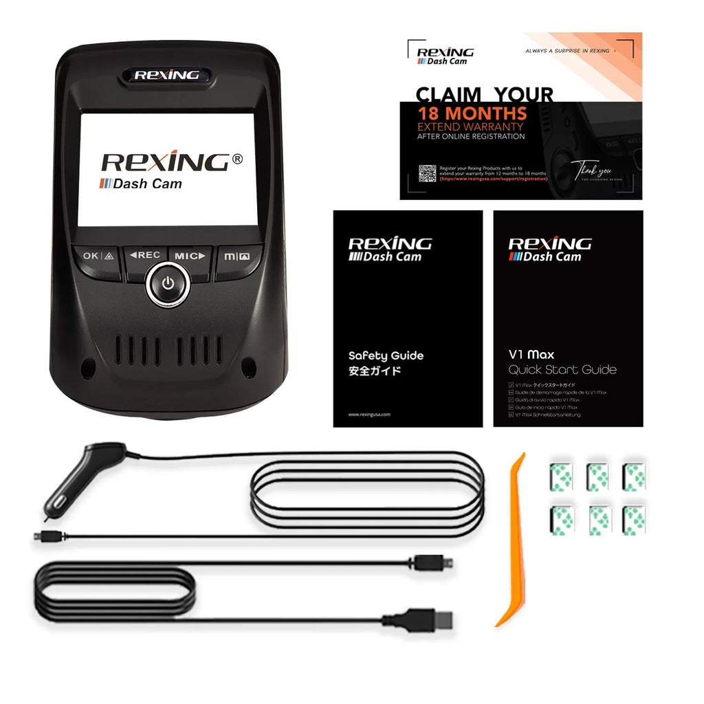 Rexing V1 Max 4K 2160P Sizeingle Channel Dash Cam with Wi-Fi & GPSize