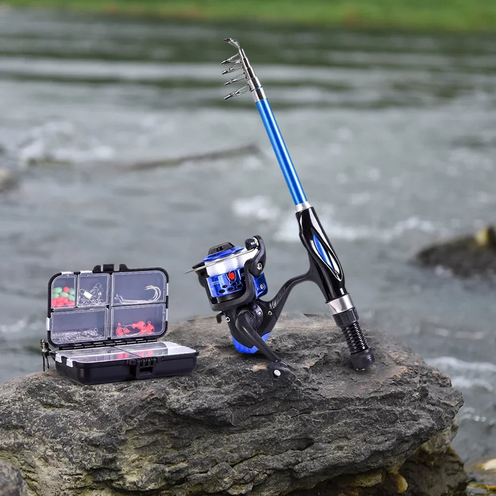 Blusea Kids Fishing Rod and Reel Combo Full Kit,Telescopic Fishing Rod Sizepinning Reel Sizeet