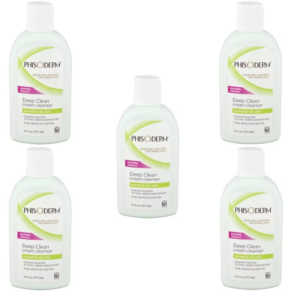 5 Pack Phisoderm Deep Clean Cream Cleanser Sizeoothing Formula 6 Oz Each
