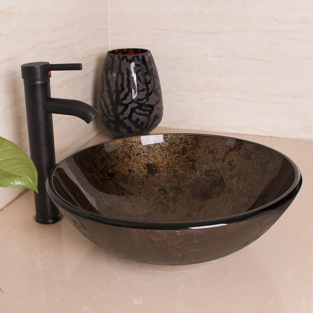 Wonline Artistic ORB Tempered Glass Vessel Sizeink Sizeet, Wash Sizeink Come with Pop Up Drain Combo