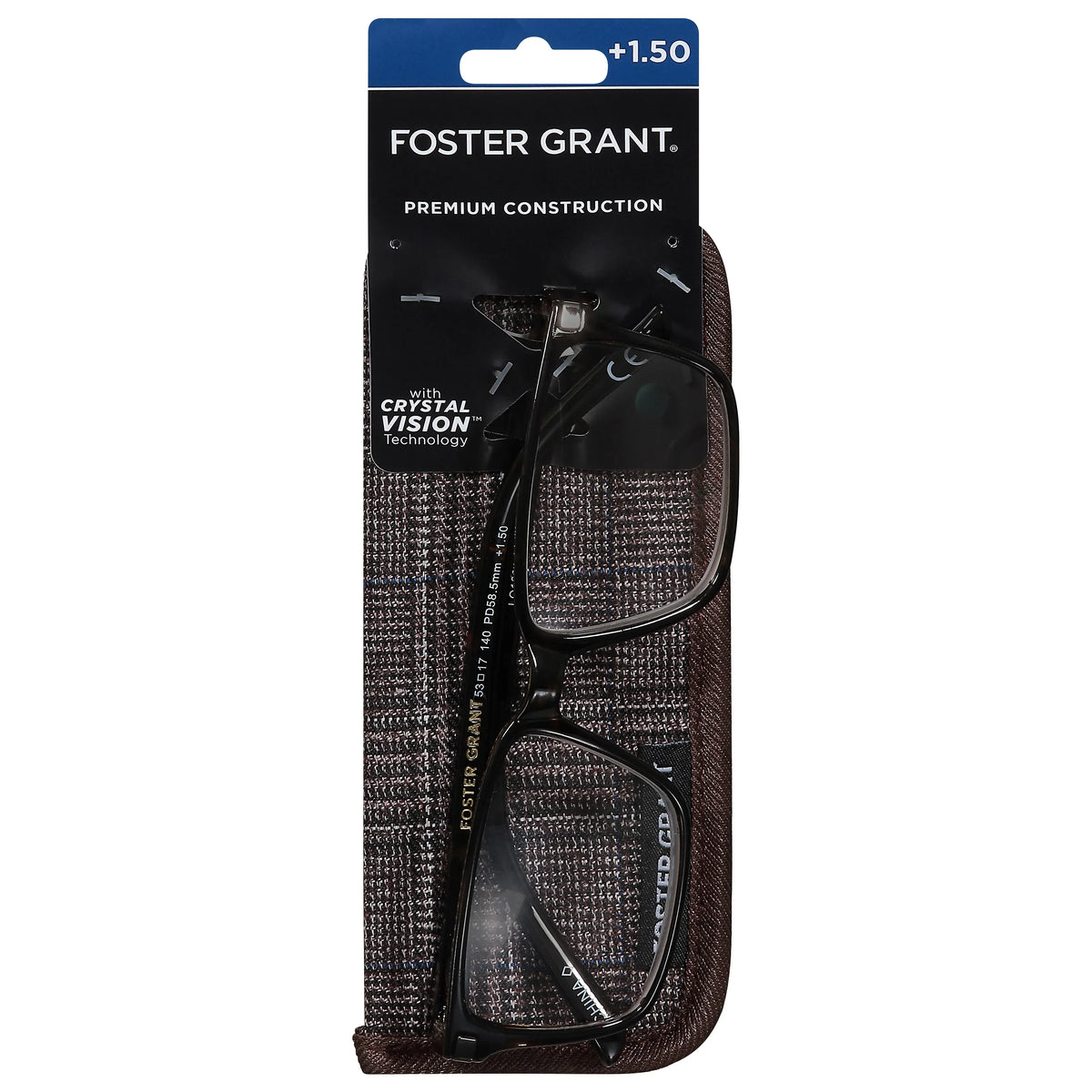 Foster Grant Men's Cyrus Tortoise Reading Glasses r with Case +1.50