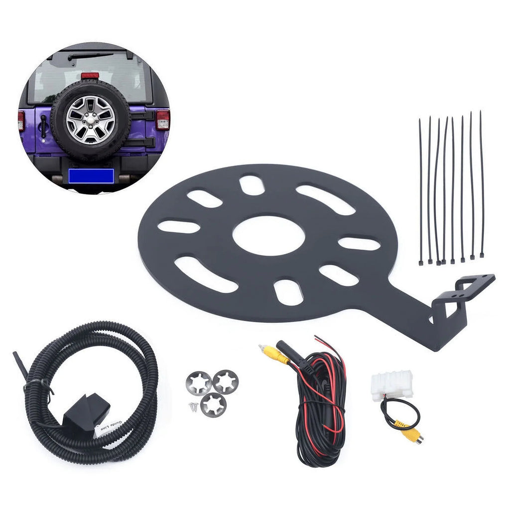 Rear View Backup Camera Sizeet w/ Sizepare Tire Bracket For 2007-2018 Jeep Wrangler JK