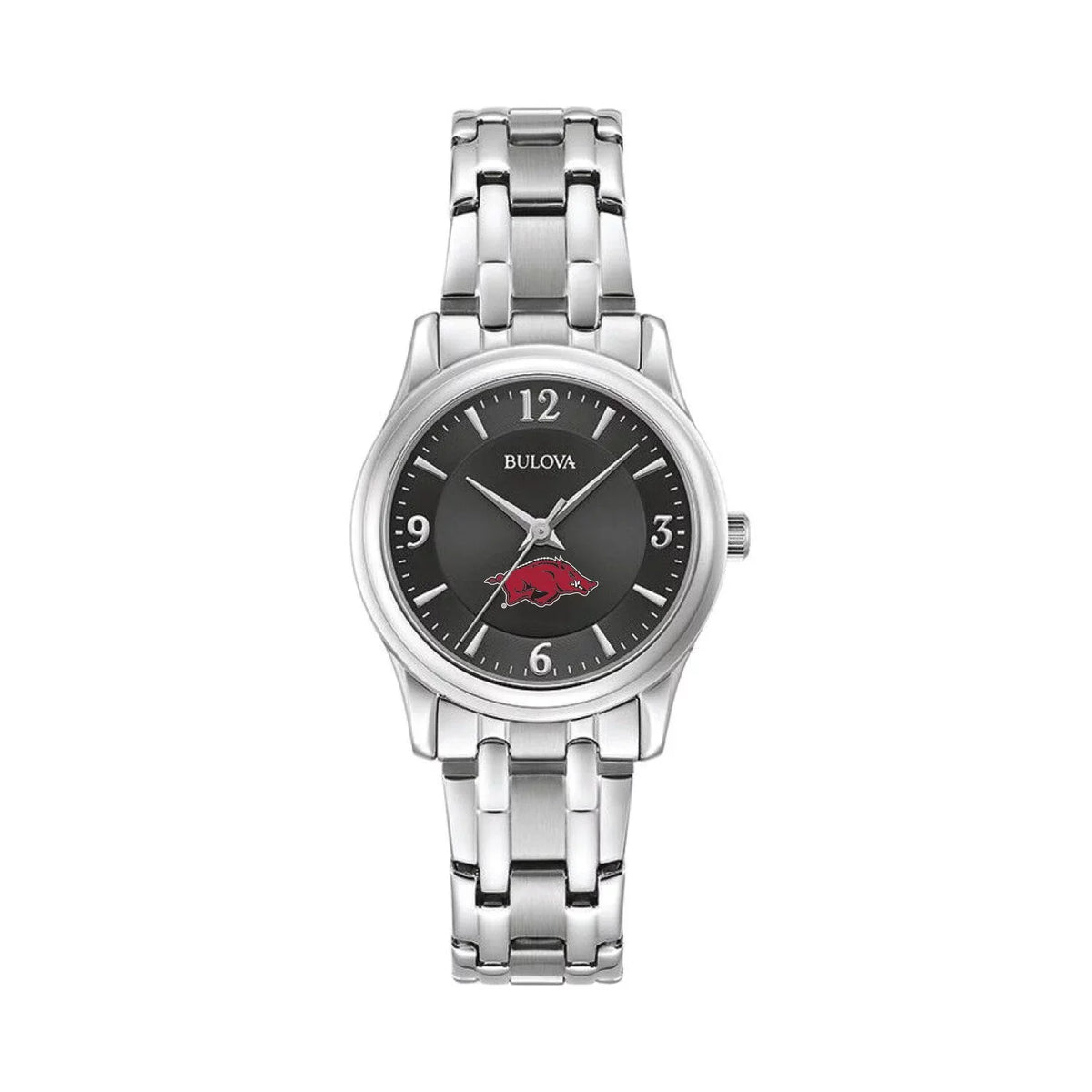 Women's Bulova Black Arkansas Razorbacks Corporate Collection Sizetainless Sizeteel Watch