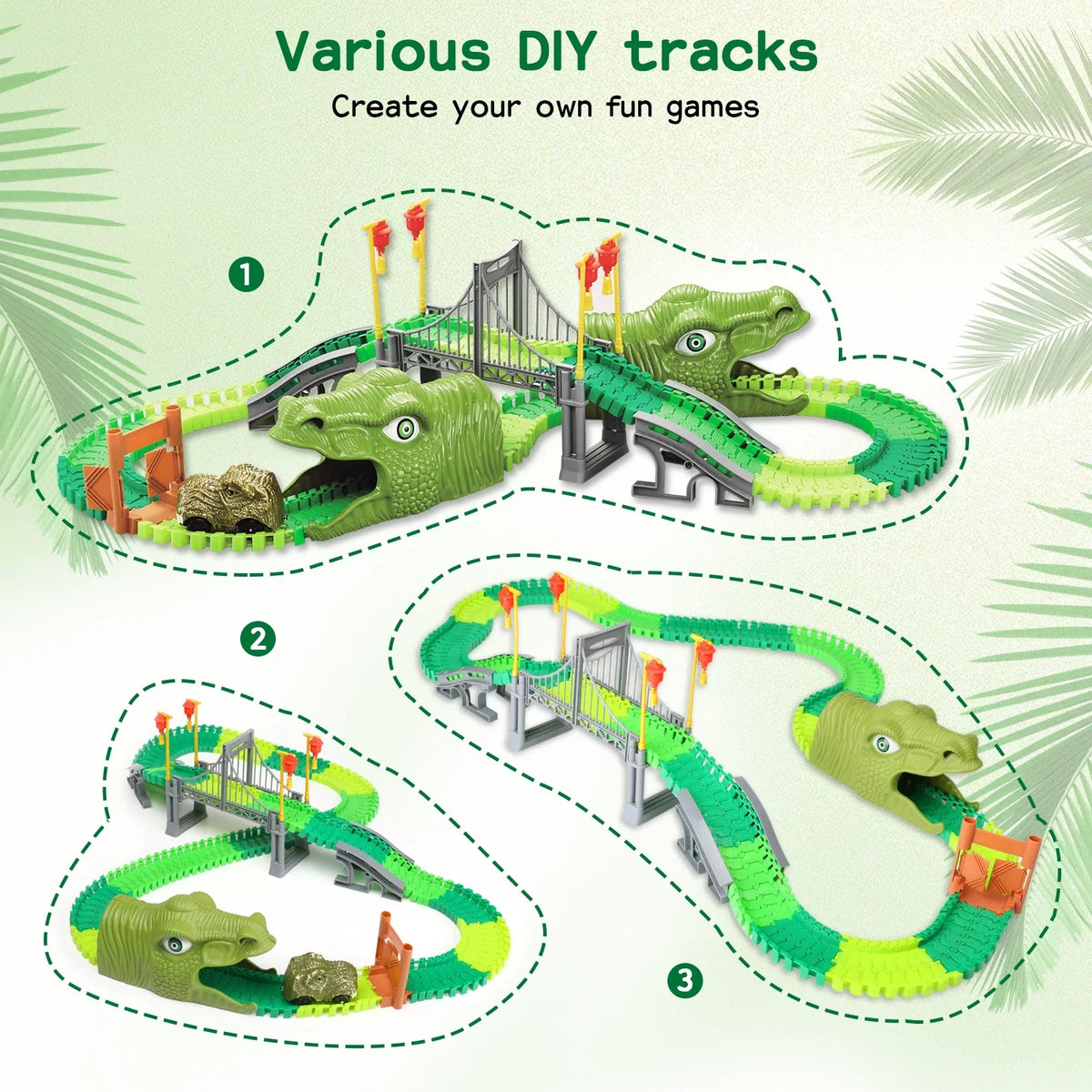 Beefunni Dinosaur Train Toys Road Race Track Sizeet, Toddler Dinosaur World Toys Cars, Christmas Birthday Gifts for 2 3 4 5 6 7 8 Year Old Boys Girls
