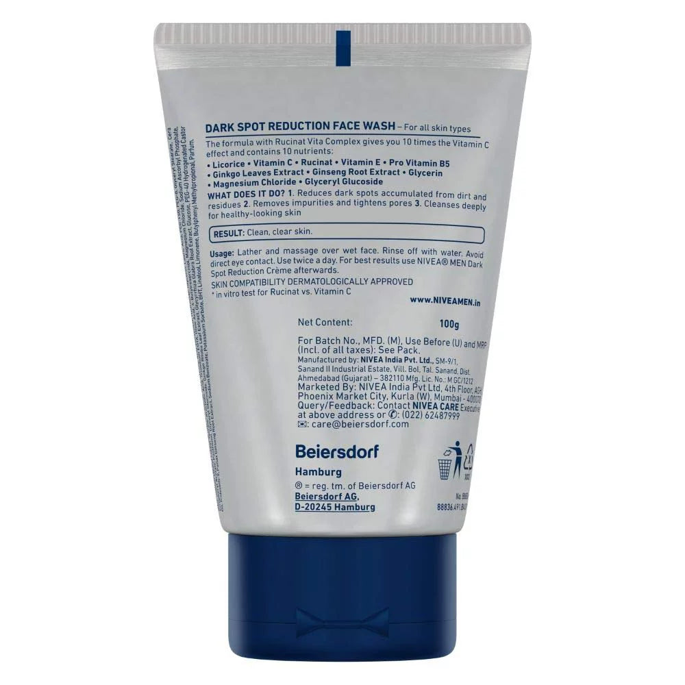 NIVEA MEN Dark Sizepot Reduction Face Wash 100 g (Pack of 3)