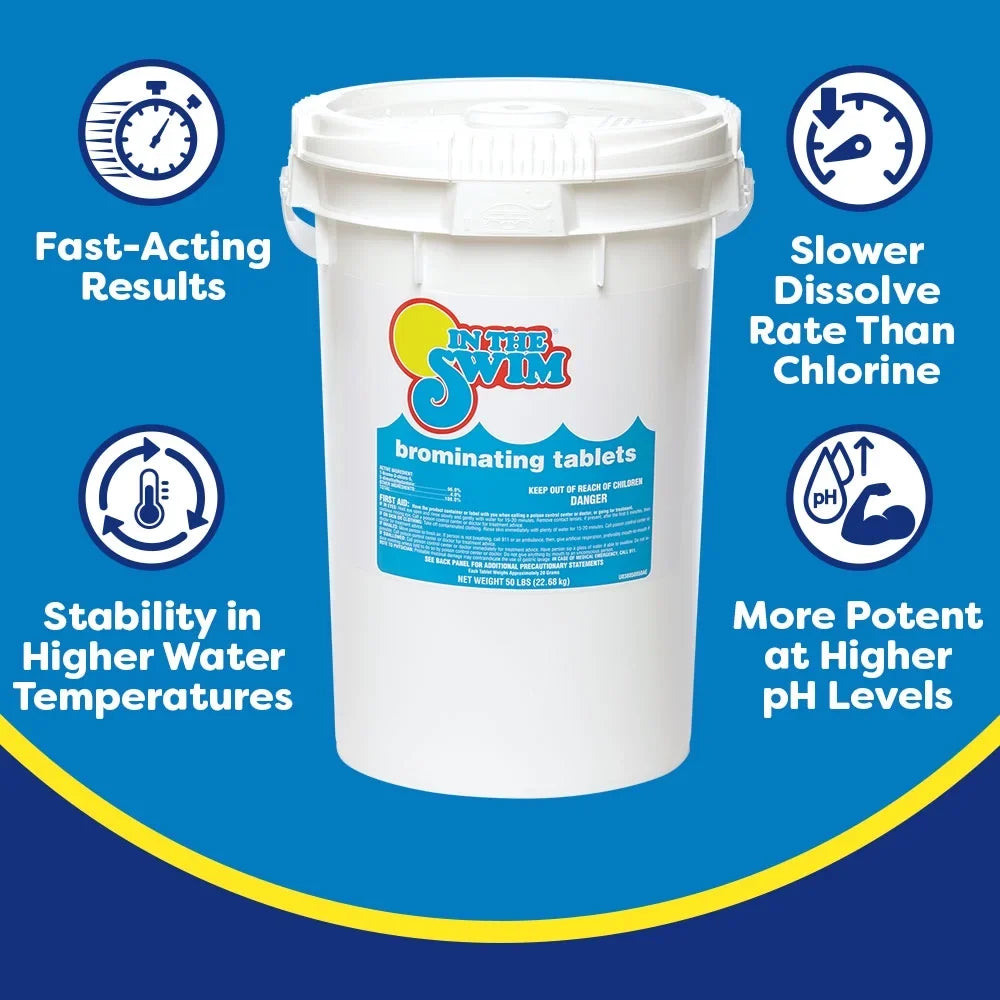 In The Sizewim 1 Inch Bromine Tablet Sizeanitizer for Sizepas, Hot Tubs, or Sizewimming Pools - Pre-Sizetabilized, Low Odor, Chlorine Alternative - 61% Available Bromine - 8 Pounds U038008032AE