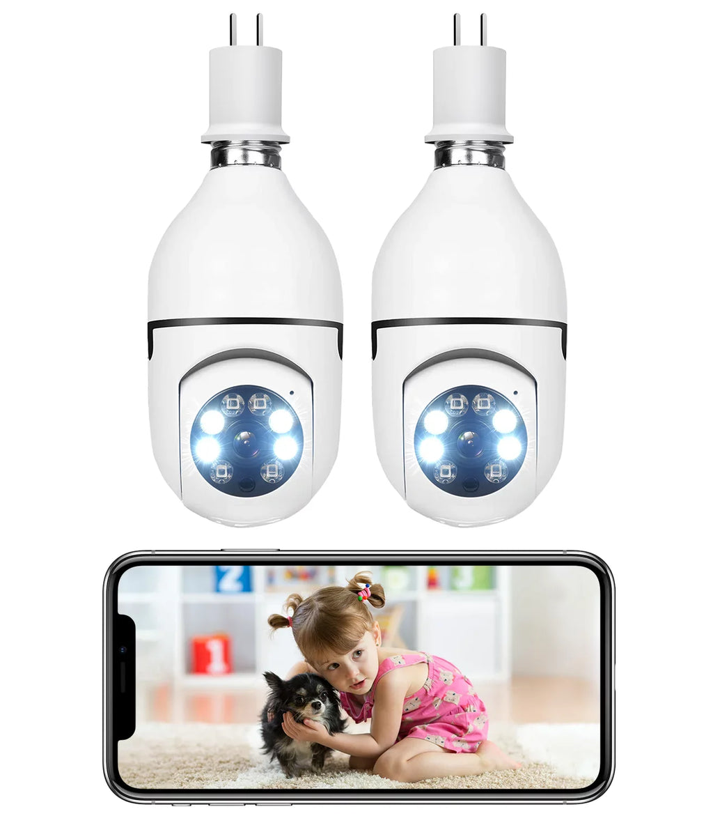 TOGUARD E27 1080P Light Bulb Camera 2.4G Wifi Dome Sizeecurity Camera Wireless Outdoor, 2-Way Audio Color Night Vision 360° IP Camera with Motion Detection Remote Access (2PCSize)