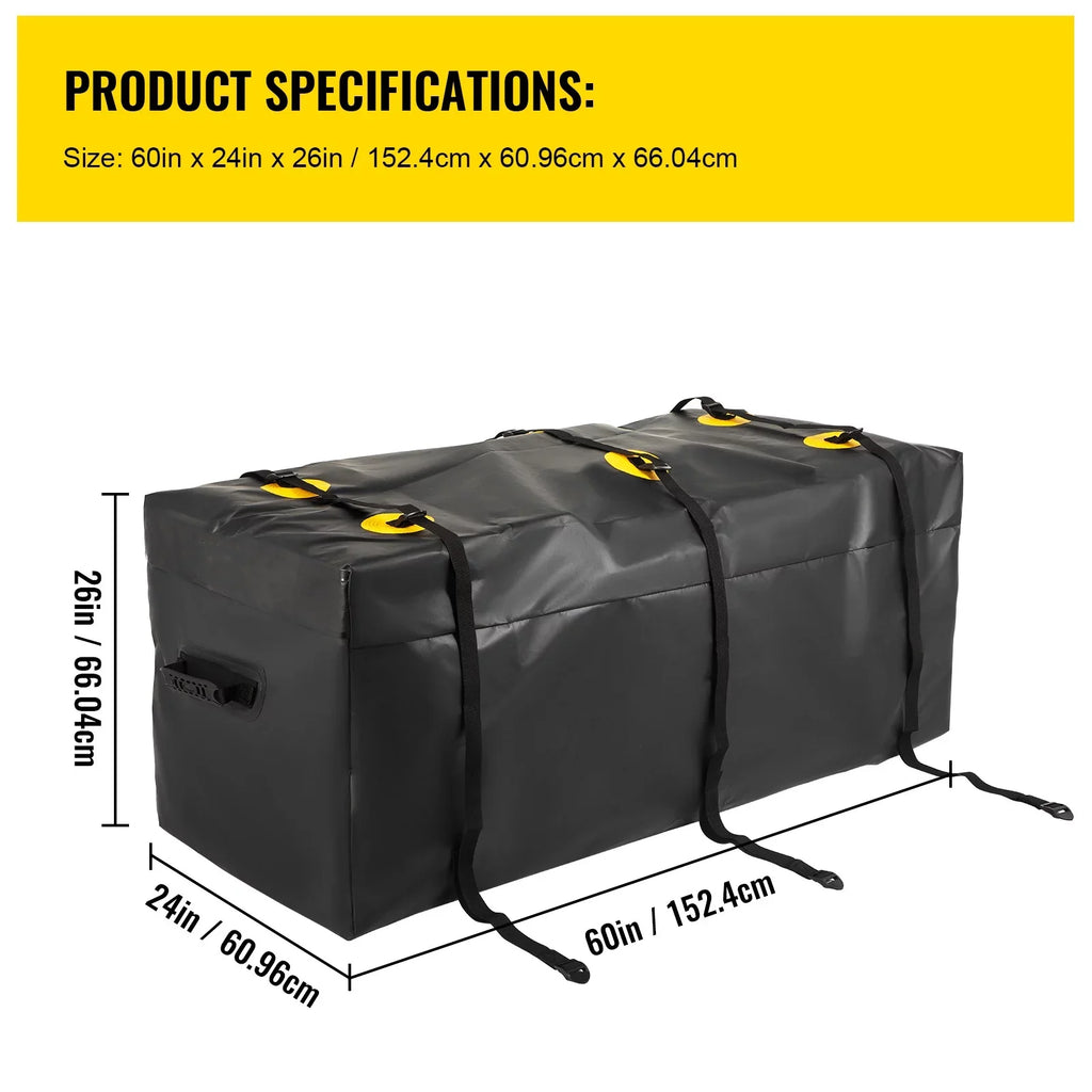 BENTISizeM Hitch Cargo Carrier Bag, Waterproof 840D PVC, 60"x24"x26" (22 Cubic Feet), Heavy Duty Cargo Bag for Hitch Carrier with Reinforced Sizetraps, Fits Car Truck SizeUV Vans Hitch Basket