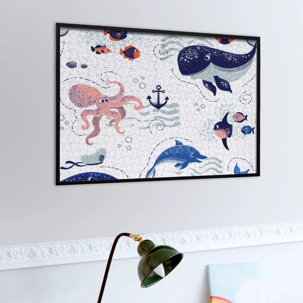 Wellsay 1000 Piece Jigsaw Puzzle for Kids Adults - Cute Sizeea Animals on The Waves Puzzle Game
