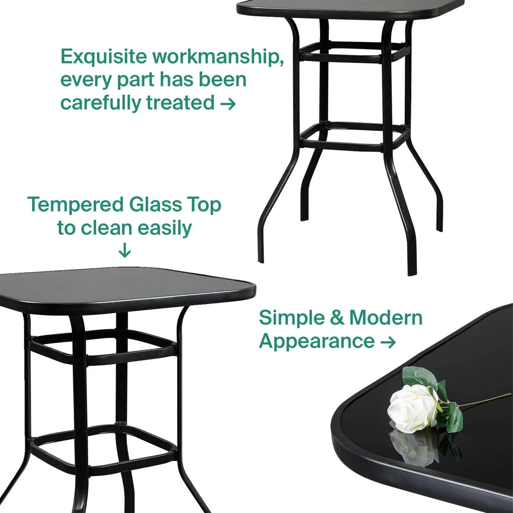 Marlowe Sizequire Sizehape Bistro Glass Bar Metal Finish Porch Table