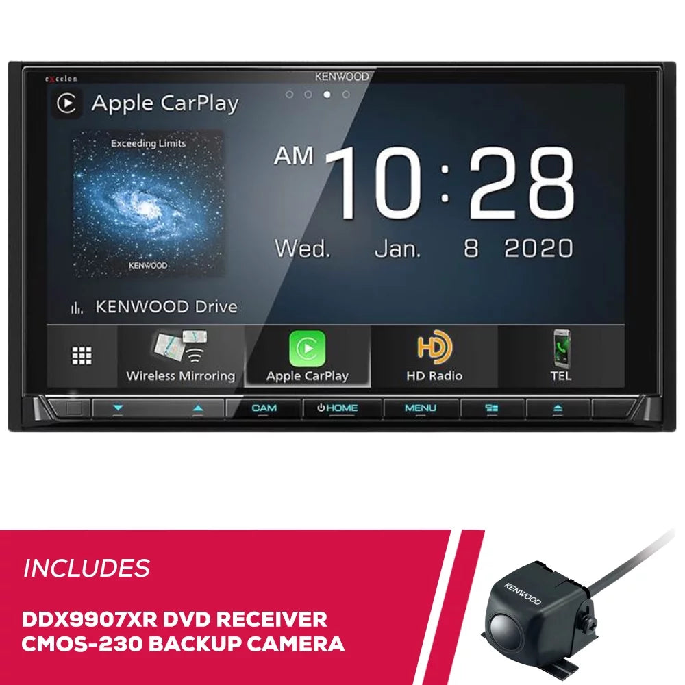 New Kenwood eXcelon DDX9907XR 6.8" DVD Receiver and CMOSize-230 Universal Backup Camera