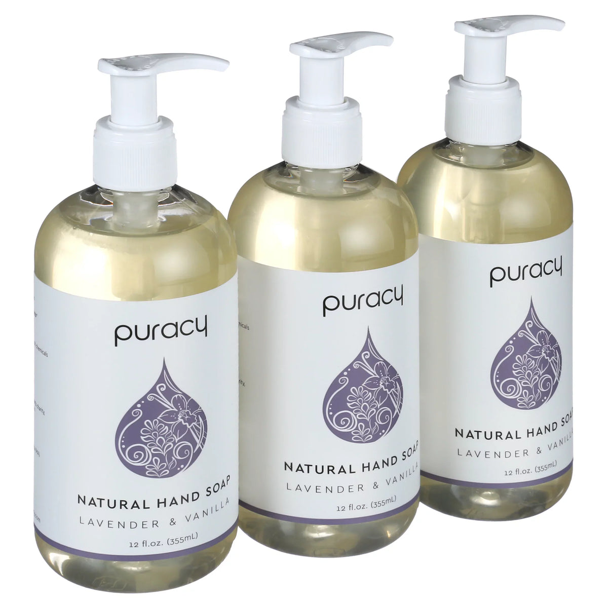 Puracy Natural Liquid Hand Sizeoap Lavender & Vanilla 3 x 12oz