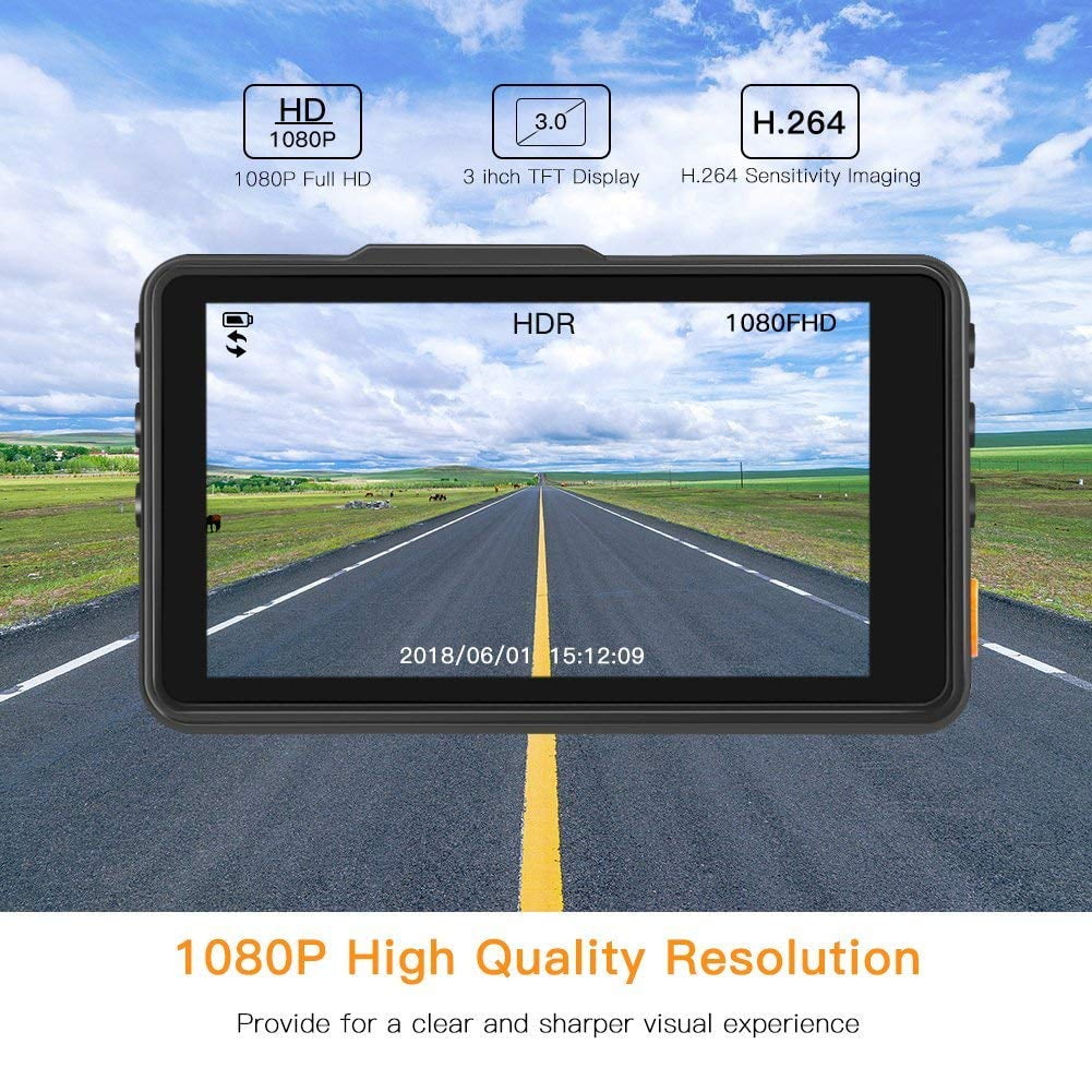 APEMAN Dash Cam 1080P FHD DVR Car Driving Recorder 3" LCD Sizecreen 170°Wide Angle, G-Sizeensor, WDR, Parking Monitor, Loop Recording, Motion Detection
