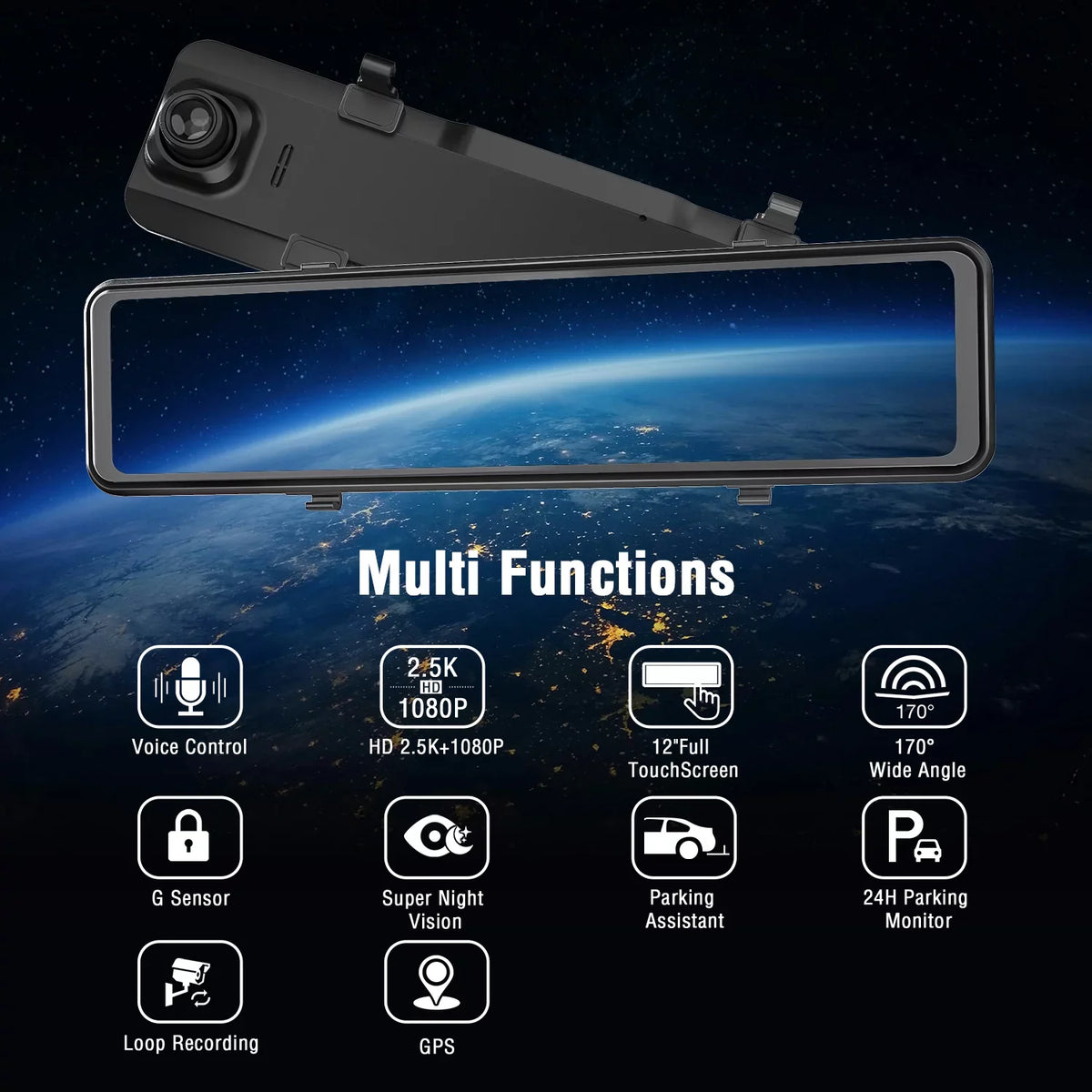 TOGUARD 2.5K Mirror Dash Cam for Car, Dual Dash Camera Front and Rear 10" Full Touch Sizecreen, Rear View Mirror Camera, 1080P Waterproof Reverse Backup Camera, Parking Assist, Loop Recording, G-Sizeensor