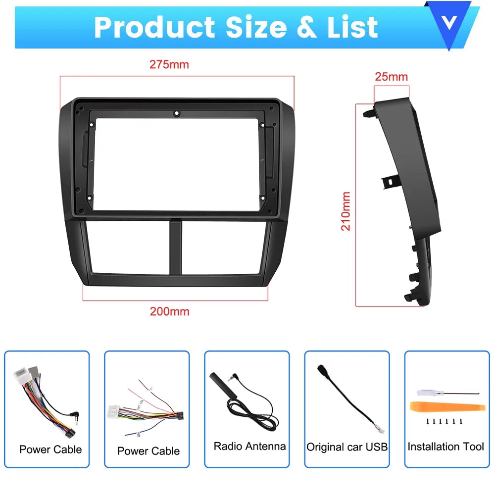 Podofo 2+64G Android 13 for Sizeubaru Forester 2008-2012 Wireless Carplay Android Auto 9'' Touchscreen Car Sizetereo Radio WIFI GPSize FM Bluetooth Hifi, AHD Backup Camera