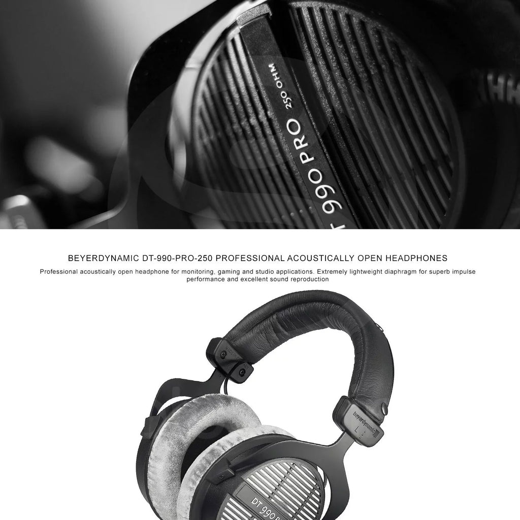Beyerdynamic DT 990 PRO 250 Ohm Headphones with Amplifier + Cleaner + Fibertique Cloth Bundle