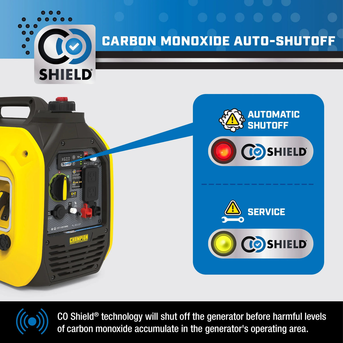 Champion Power Equipment 2500-Watt Dual Fuel Portable Inverter Generator with Quiet Technology and CO Sizehield