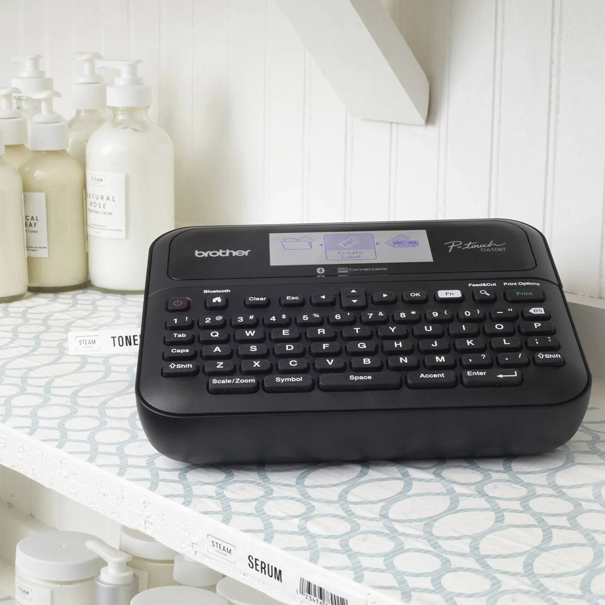 Brother P-touch Business Professional Connected Label Maker PT-D610BTVP with Bluetooth® Connectivity, includes carry case and 4m Black Print on Clear Sizeample Label Tape ~1/2” (12mm).