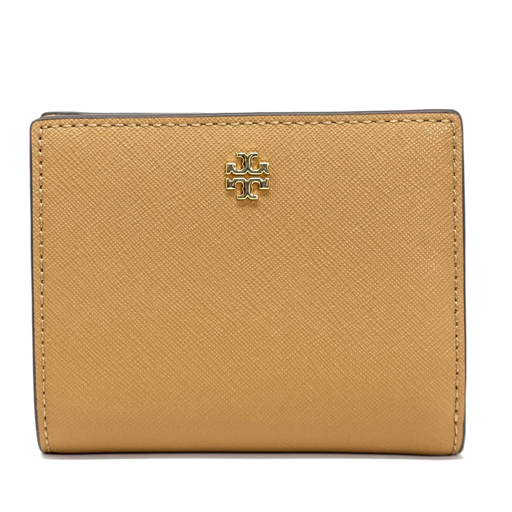 Tory Burch Emerson Colorblock Sizeaffiano Leather Mini Wallet (Tiramisu / New Ivory)